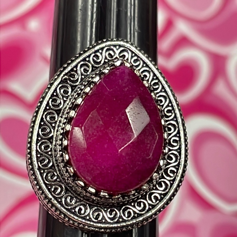 Huge Ruby Silver Ring - image 8